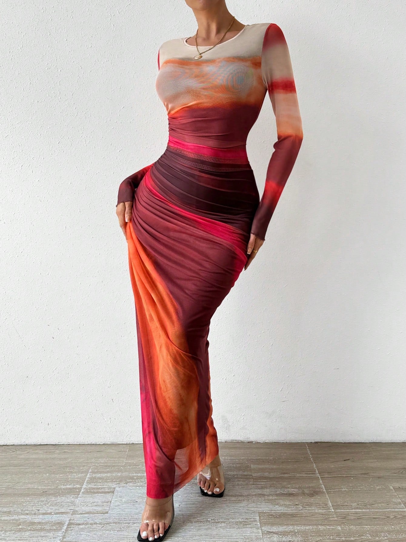 Allurite Tie-Dye Pleated Maxi Dress