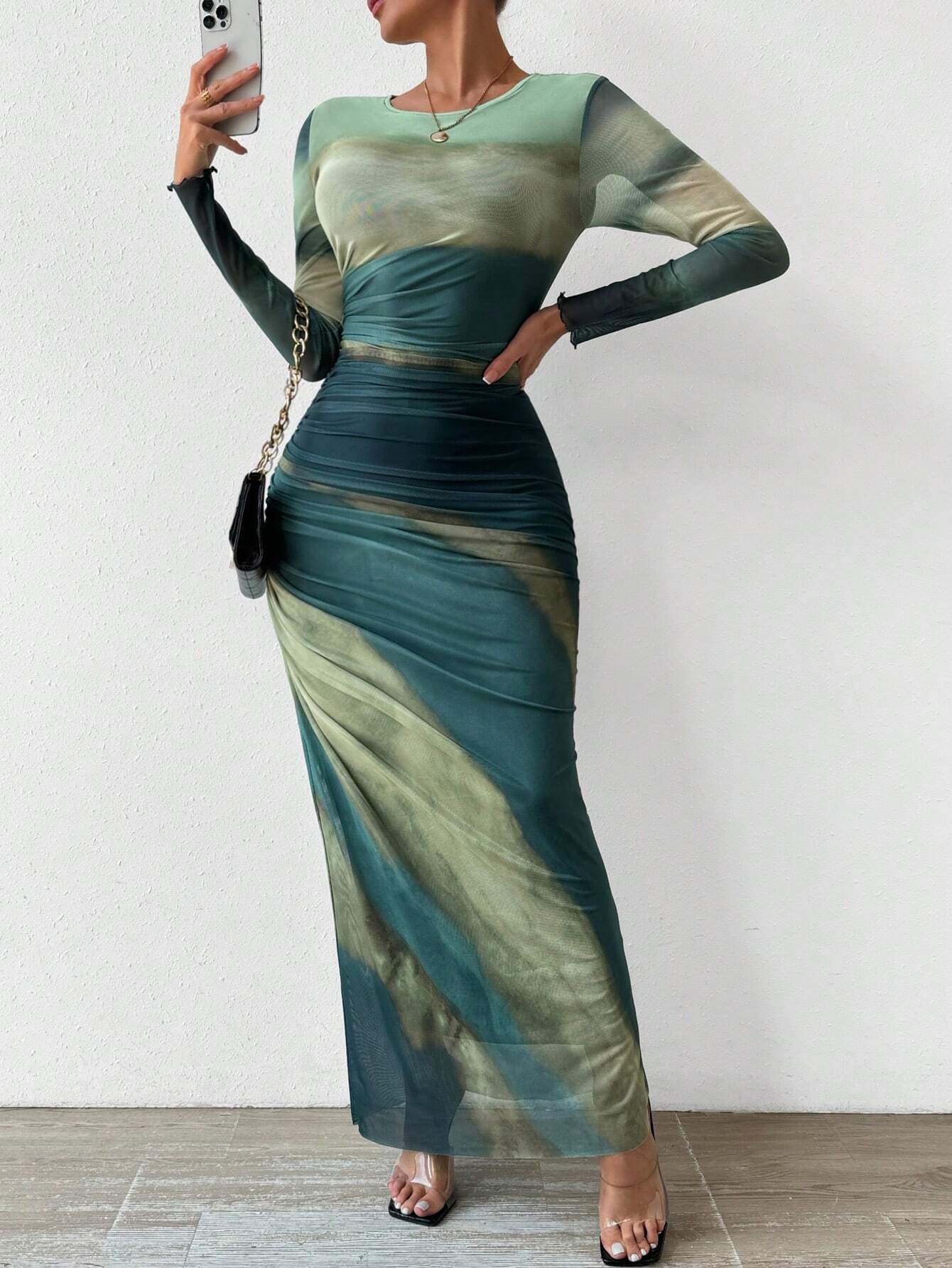 Allurite Tie-Dye Pleated Maxi Dress