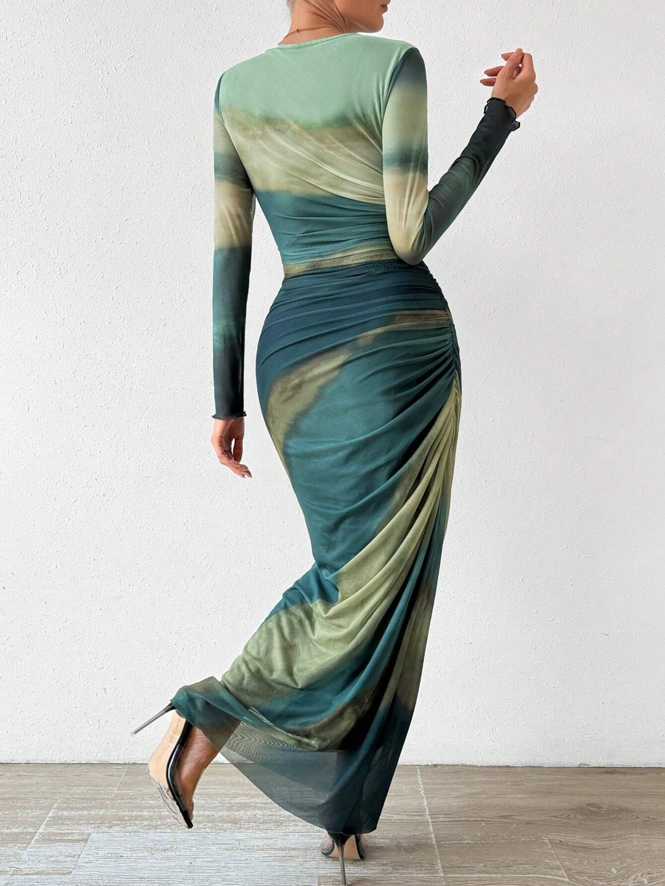 Allurite Tie-Dye Pleated Maxi Dress