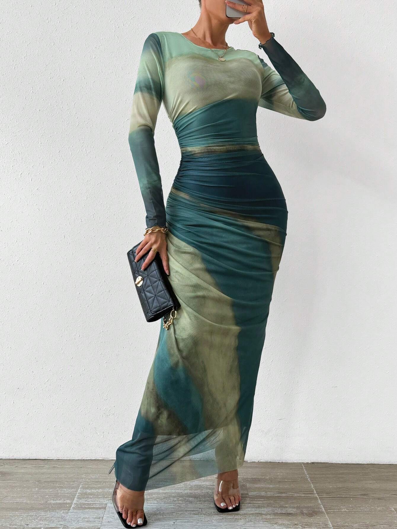 Allurite Tie-Dye Pleated Maxi Dress