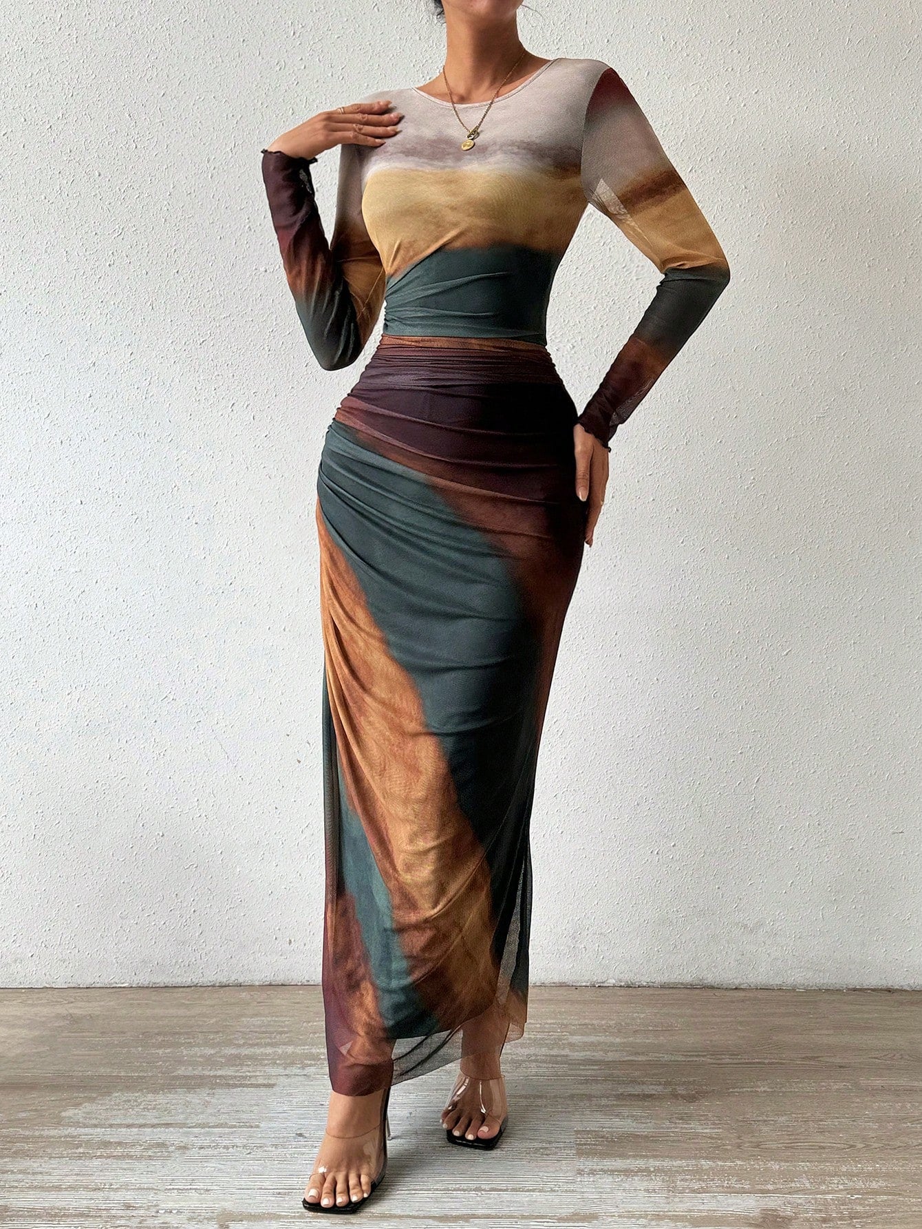 Allurite Tie-Dye Pleated Maxi Dress