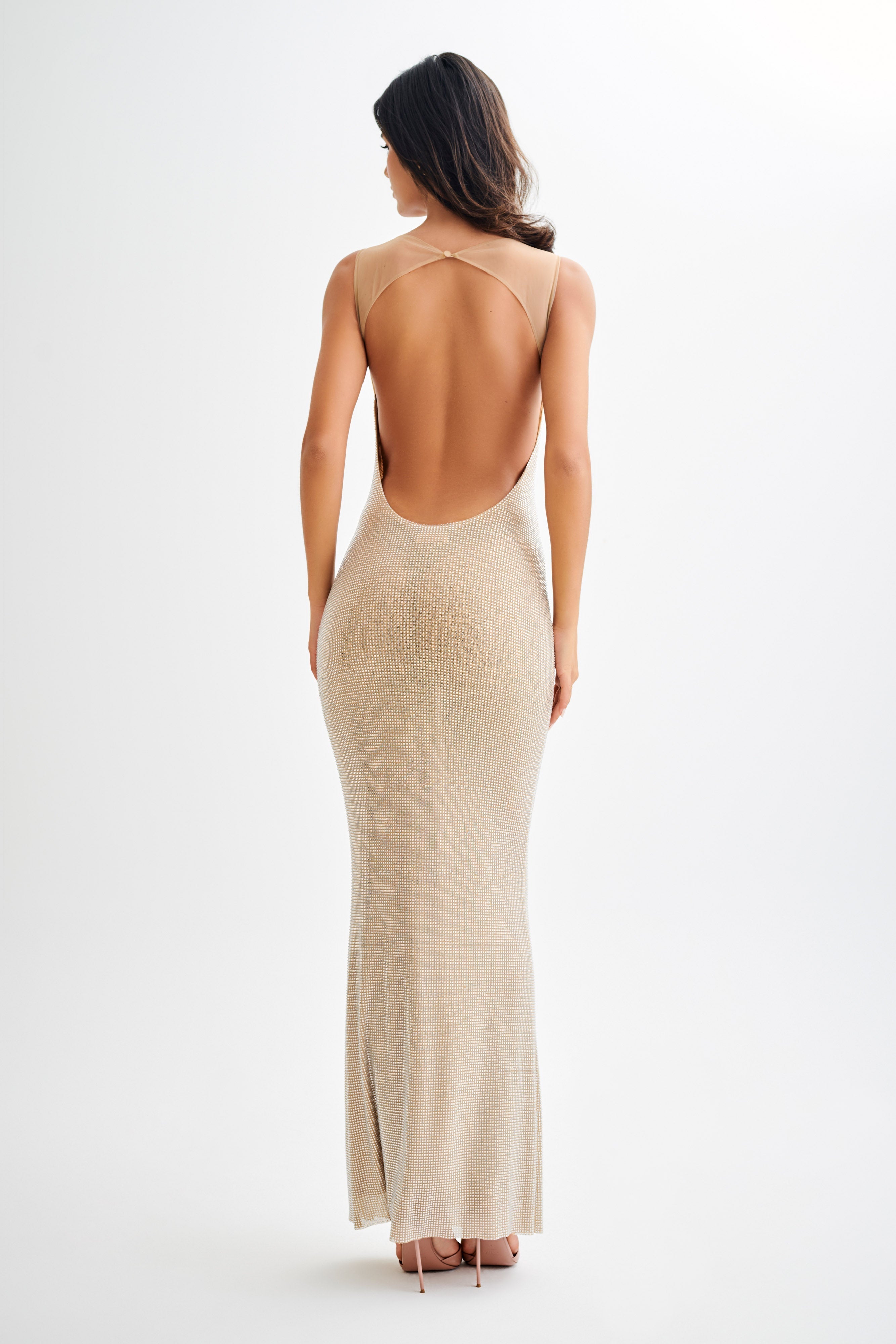 Jasmyn Hot Fix Maxi Dress With Mesh Back