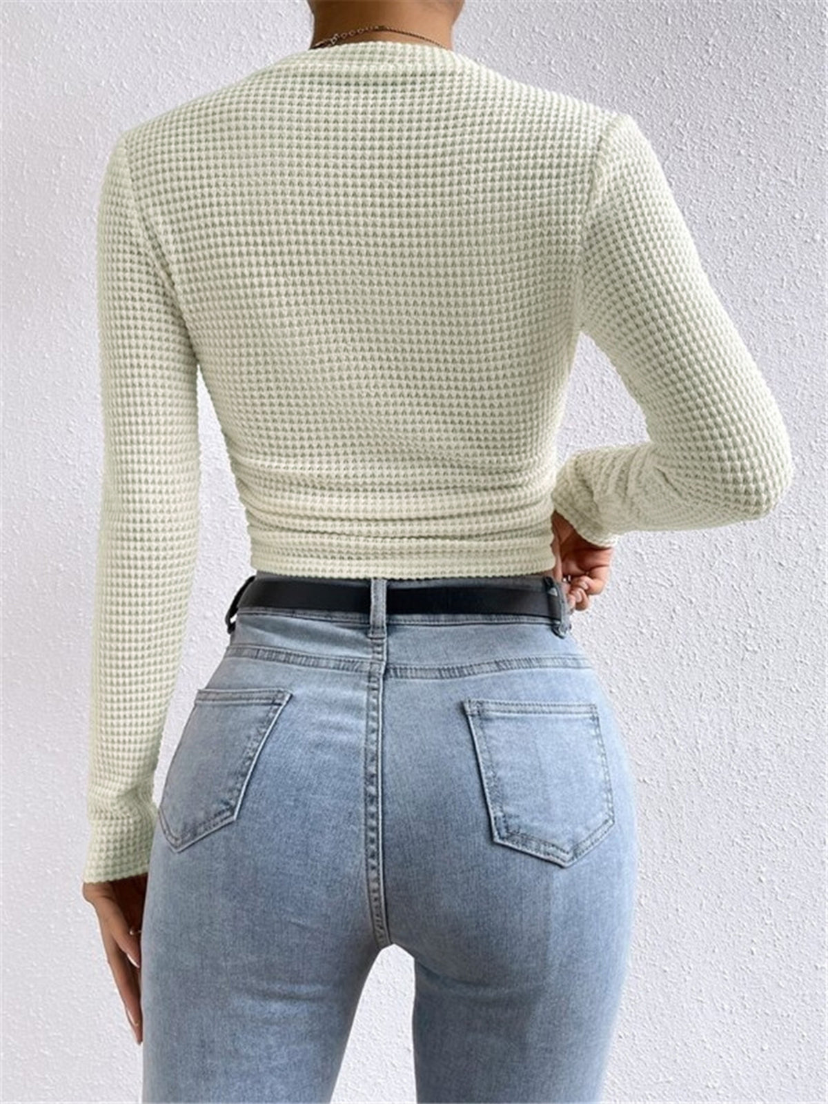 Plain Waffle Slim Sweater