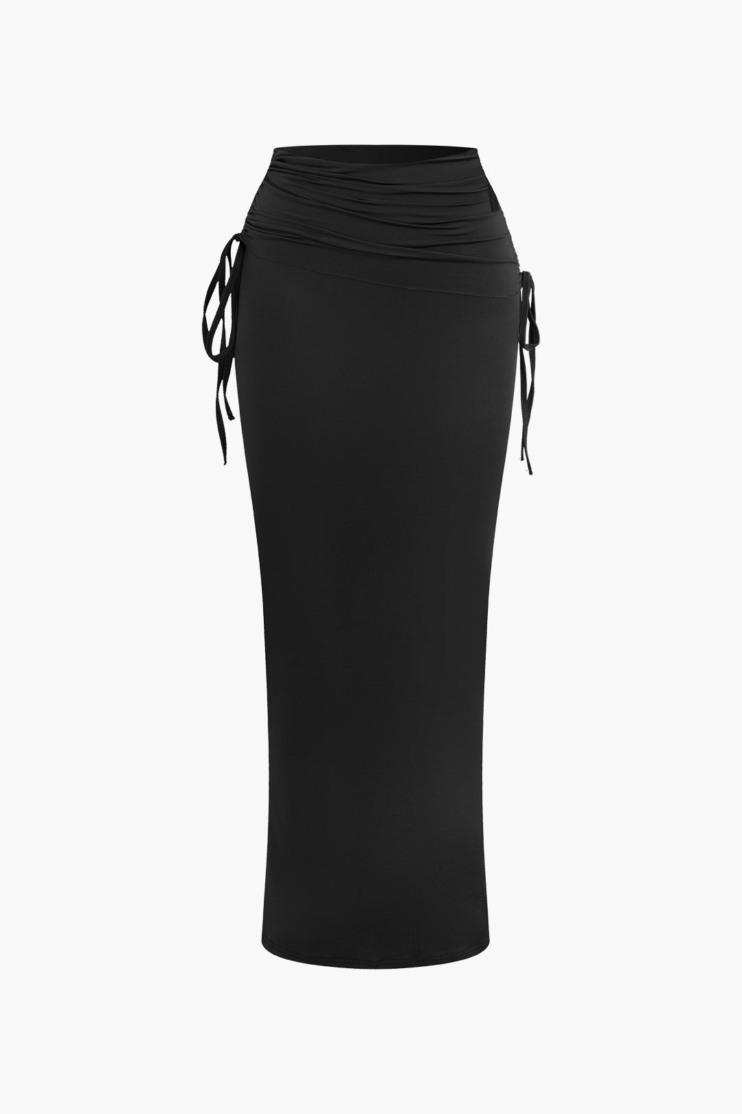 Asymmetrical Drawstring Short Sleeve Crop Top And Maxi Skirt Set