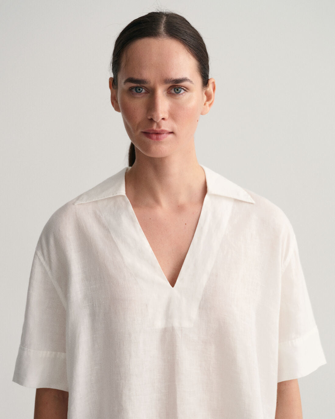 Popover Linen Short Sleeve Blouse